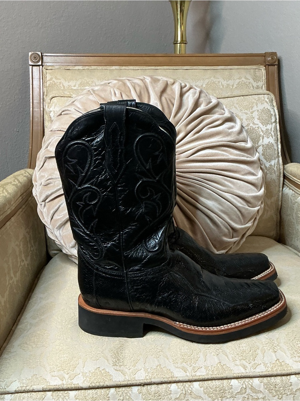 Danpost Classic Black Men's Western Cowboy Boot - Leather Pull-On